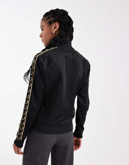 Fred Perry co-ord taped logo track jacket in black, 4 of 4