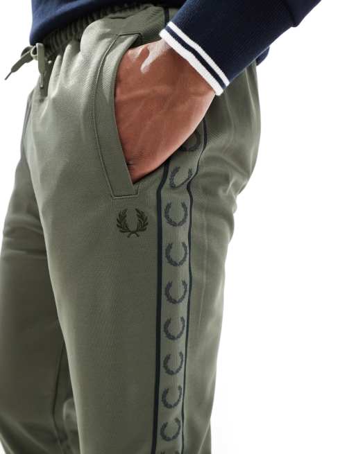 Fred Perry co-ord taped track joggers in green with contrast trim