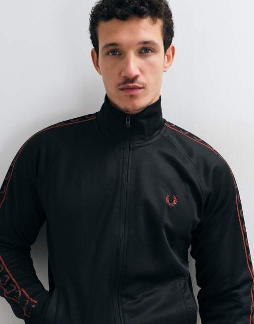 Fred Perry Co-ord-Trainingsjacke mit Kontrastband in Schwarz, 3 von 5