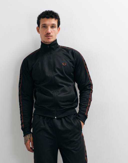 Fred Perry Co-ord-Trainingsjacke mit Kontrastband in Schwarz, 4 von 5