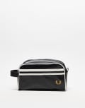 [Fred Perry] Fred Perry coated faux leather washbag in black and white One Size Black