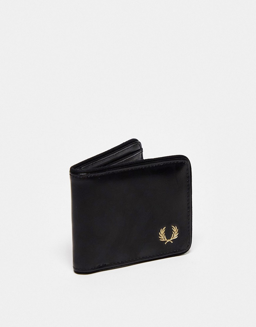 coated polyester bifold wallet in black