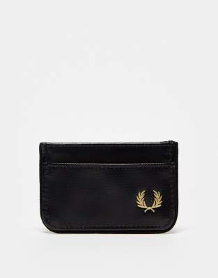 Fred Perry Coated Polyester Card Holder In Black In Black