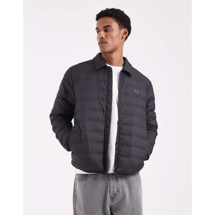 【FREDPERRY】Padded Knit Collar Jacket Fred Perry collared insulated padded jacket in gray | ASOS