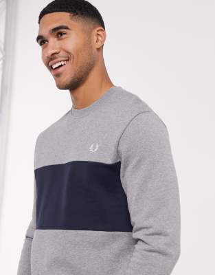 fred perry colour block crew sweatshirt