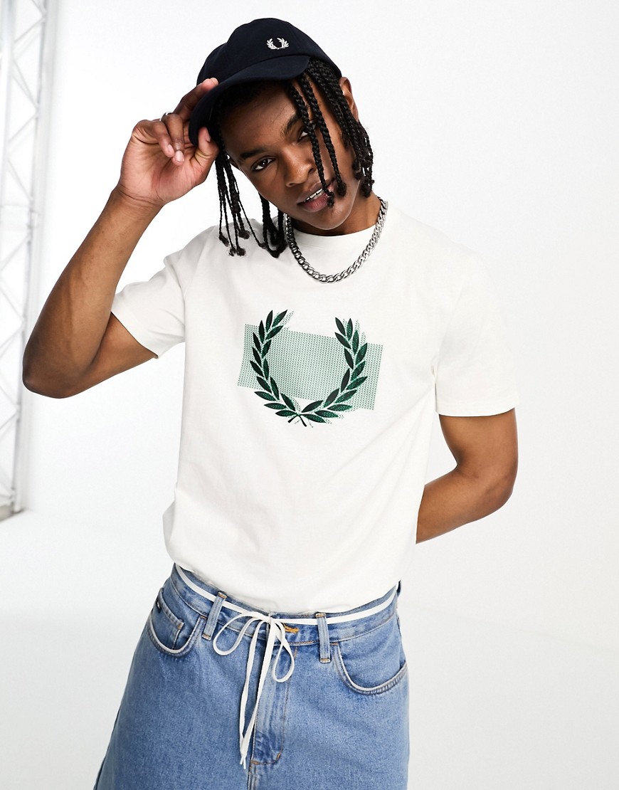 Fred Perry color block laurel wreath t-shirt in snow white