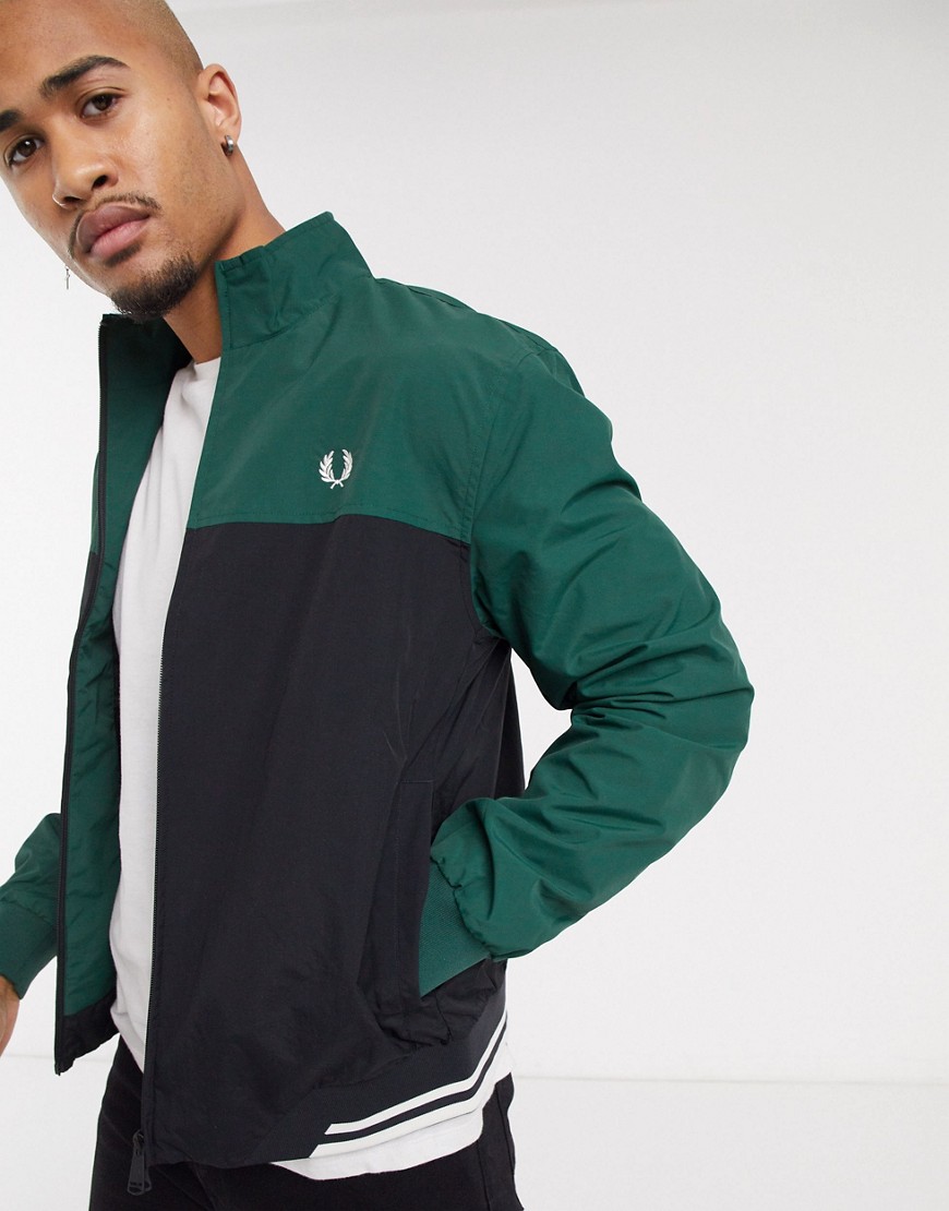 Fred Perry color block sports jacket in green and black