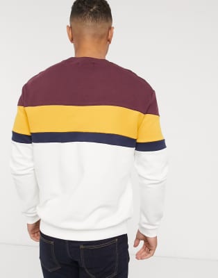 fred perry colour block crew sweatshirt