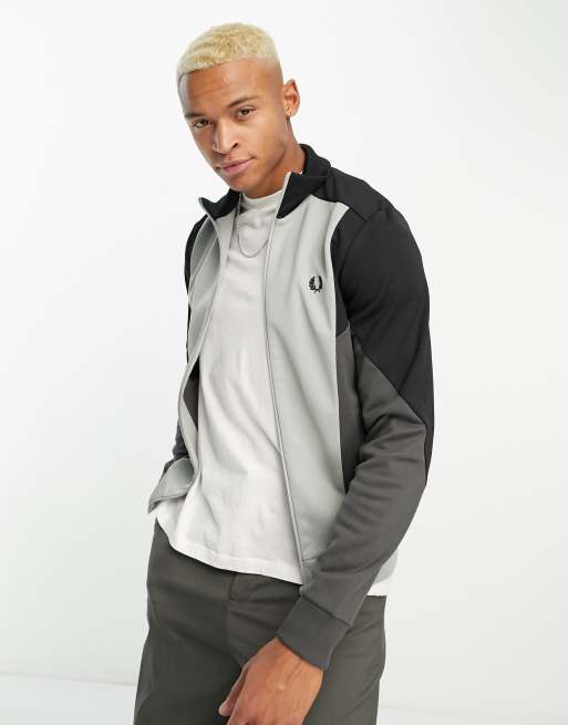 Fred Perry color block track jacket in gray ASOS