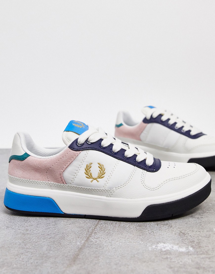 Fred Perry Colorblock Leather Sneakers In White
