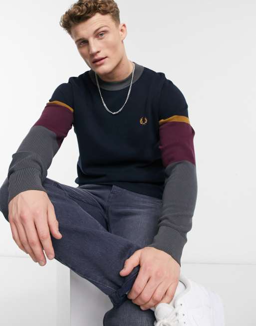 Fred perry colour outlet block crew sweatshirt