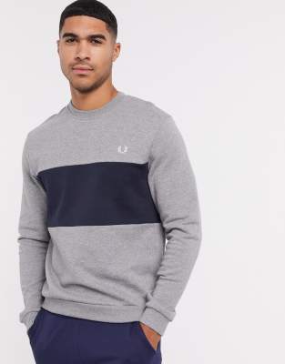 fred perry colour block crew sweatshirt