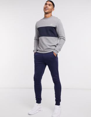 fred perry colour block crew sweatshirt