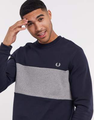 fred perry colour block crew sweatshirt