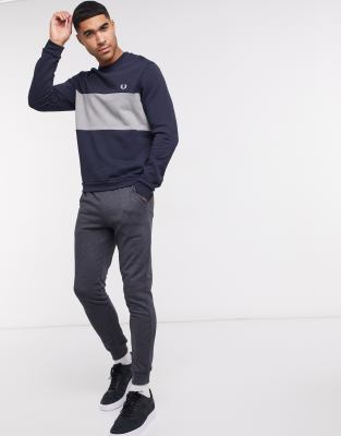 fred perry colour block crew sweatshirt