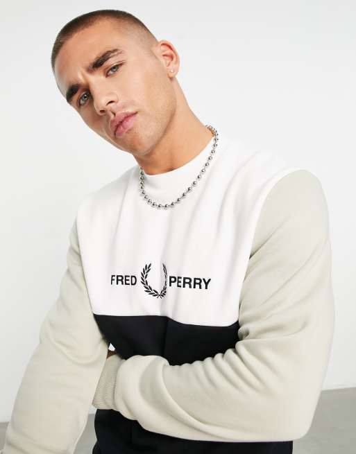 Fred perry colour on sale block crew sweatshirt