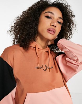 Fred Perry colour block hoodie co-ord in orange