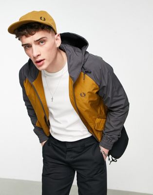 Fred Perry colour block parka jacket in grey - ASOS Price Checker