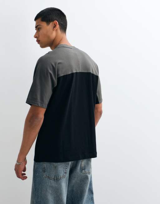 Fred Perry colour block T-shirt in zwart en kaki, 5 van 5