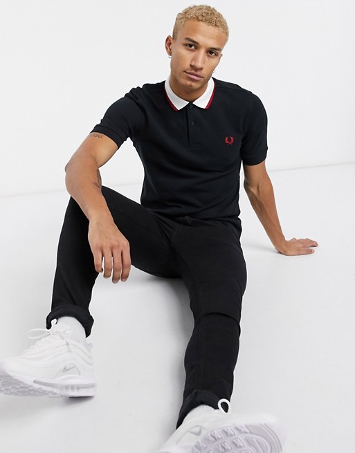 Fred Perry contrast collar polo in black