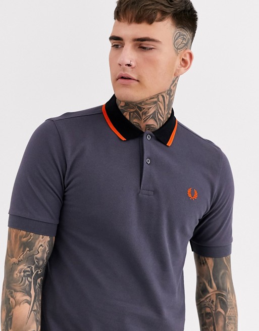 Fred Perry contrast collar polo in grey