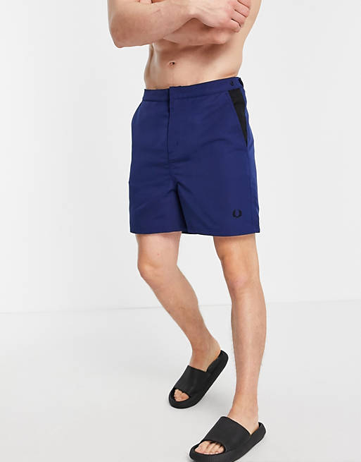 Fred Perry contrast panel swim shorts in blue