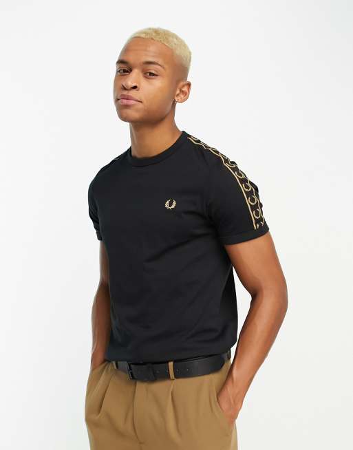 Fred Perry contrast tape ringer t-shirt in black