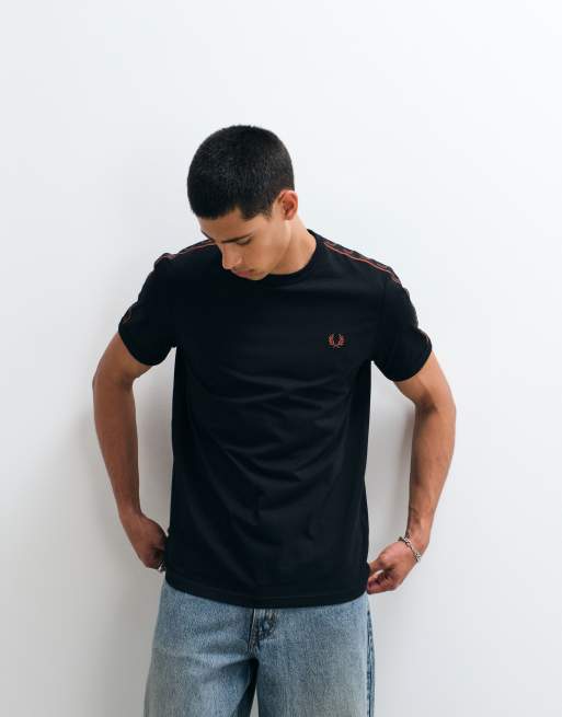 Fred Perry contrast tape ringer t-shirt in black, 3 of 5