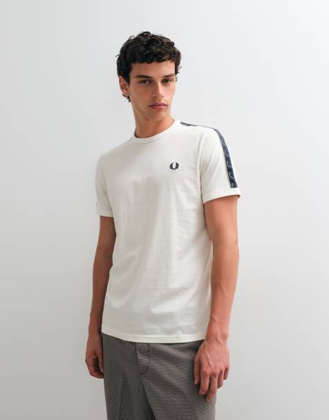Fred Perry contrast tape ringer t-shirt in ecru - view 1
