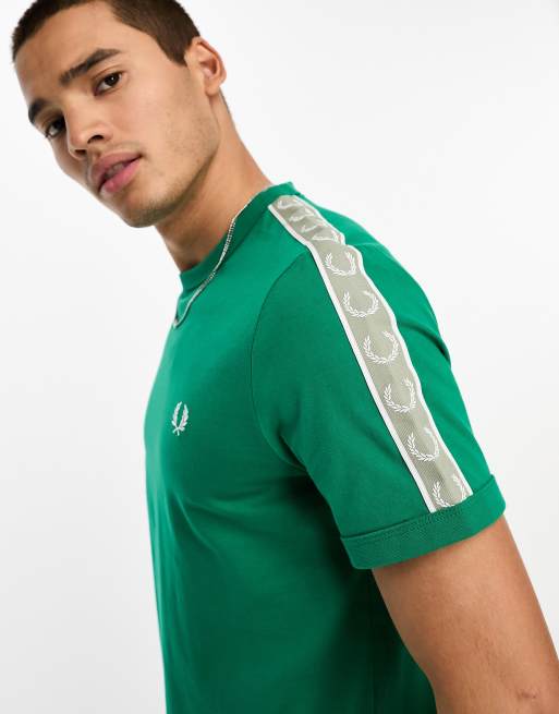 Fred Perry contrast tape ringer T-shirt in fpgreen/seagrass | ASOS