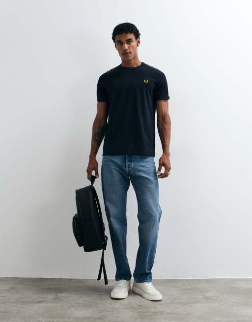 Fred Perry contrast tape ringer t-shirt in navy, 4 of 5