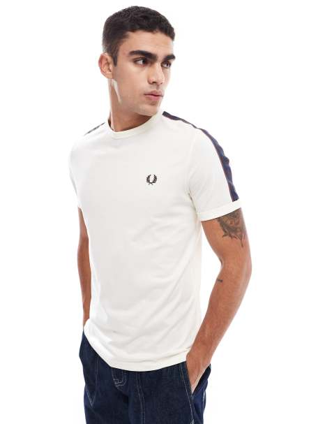 Fred Perry contrast tape ringer t-shirt in off white - view 1