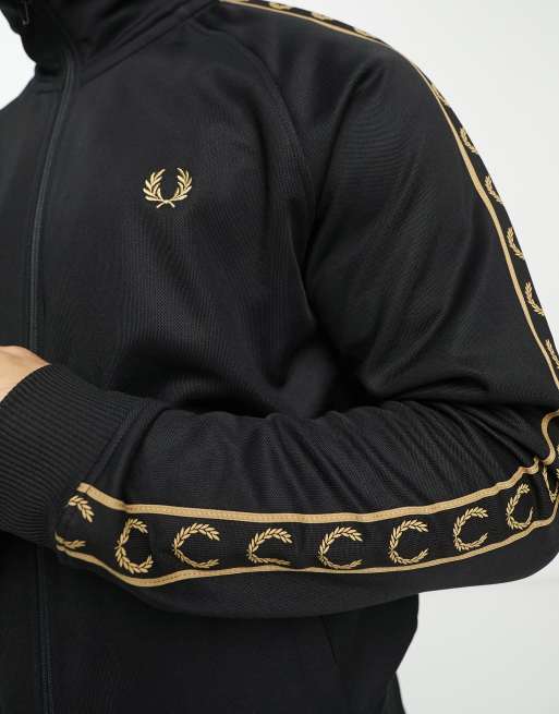 Fred Perry contrast tape track jacket in black