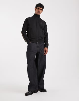 Fred Perry contrast tape track jacket in black | ASOS