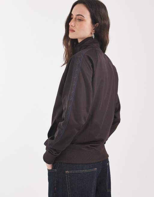 Fred Perry contrast tape track jacket in dark brown, 3 of 4