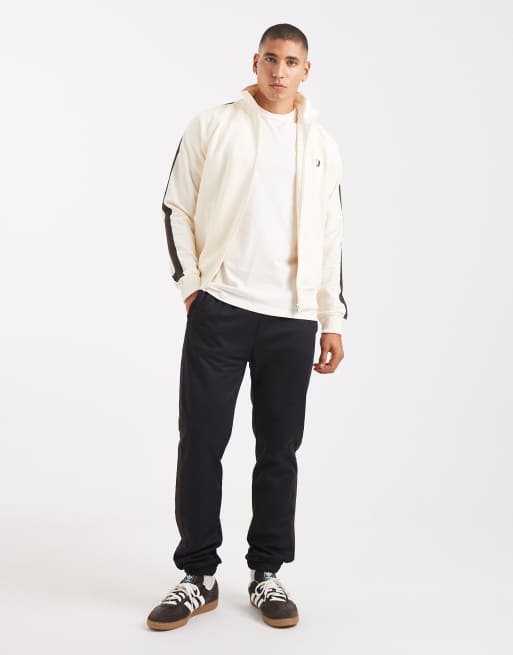 Fred Perry contrast tape track jacket in ecru & burnt