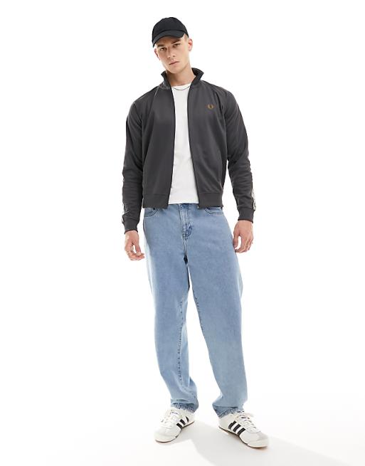Fred Perry contrast tape track jacket in gray | ASOS Fred Perry contrast tape track jacket in gray | ASOS