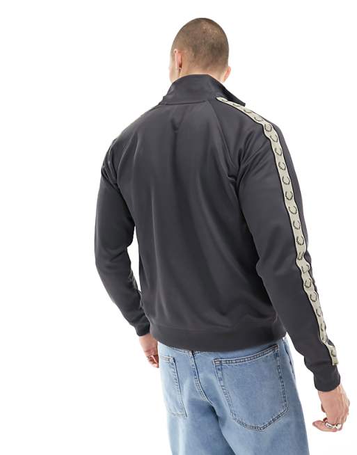 Fred Perry contrast tape track jacket in gray | ASOS Fred Perry contrast tape track jacket in gray | ASOS