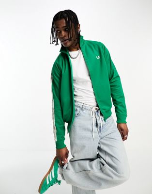 Fred Perry contrast tape track jacket in green - ASOS Price Checker