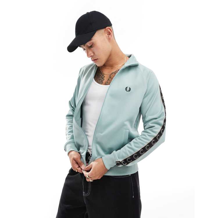 Fred Perry contrast tape track jacket in light blue ASOS