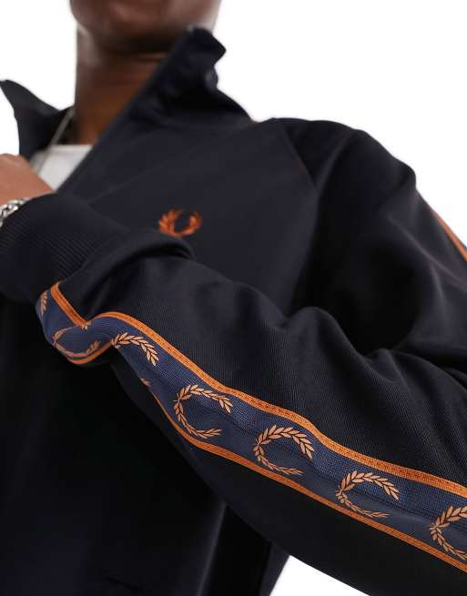 トップス FRED PERRY Contrast Tape Track Jacket Fred Perry contrast taped track jacket in ice blue | ASOS