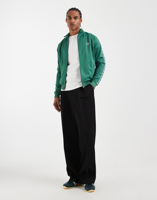 Fred Perry contrast taped track jacket in green, 2 of 5