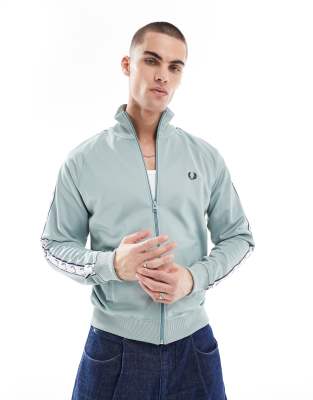 Fred Perry Contrast Taped Track Jacket In Blue