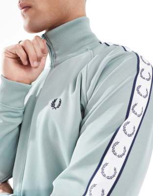 Fred Perry Contrast Taped Track Jacket In Blue