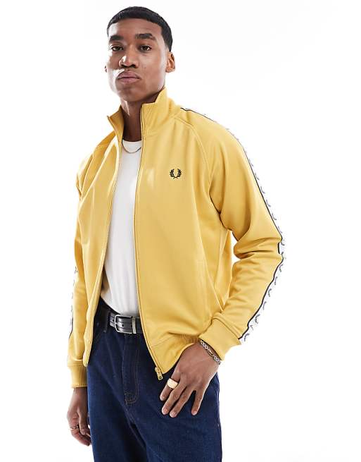 Fred Perry contrast taped track jacket in yellow | ASOS Fred Perry contrast taped track jacket in yellow | ASOS