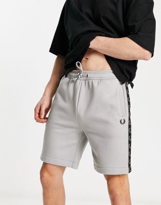 Fred Perry contrast taping jersey shorts in grey