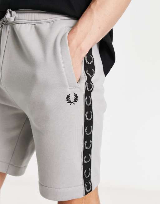 Fred Perry contrast taping jersey shorts in grey