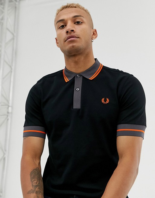 Fred Perry contrast trim polo shirt in black