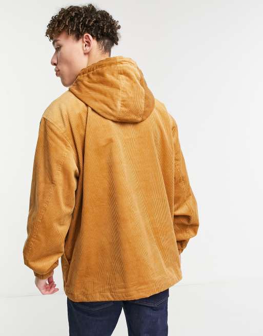 Fred Perry hooded cord track jacket in tan