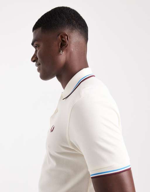 Fred Perry - Cremefarvet poloskjorte med farvekanter, 4 af 5